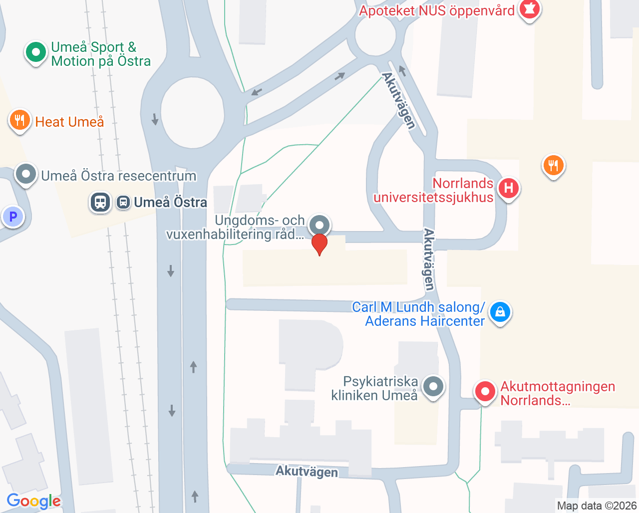 Karta till Hörselrehabilitering Umeå