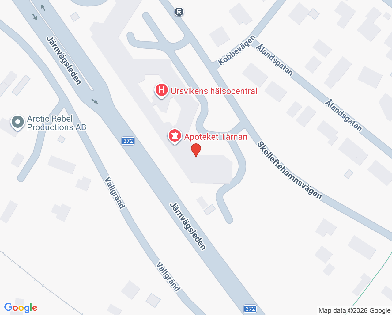 Karta till Barn- och ungdomspsykiatri mottagning Skellefteå