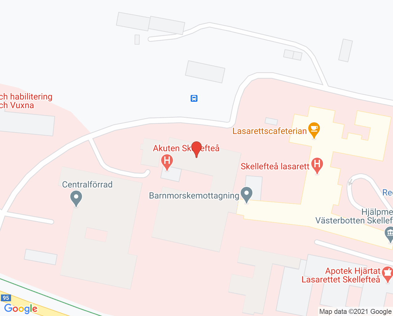 Karta till Intensivvård och postoperativ avdelning Skellefteå