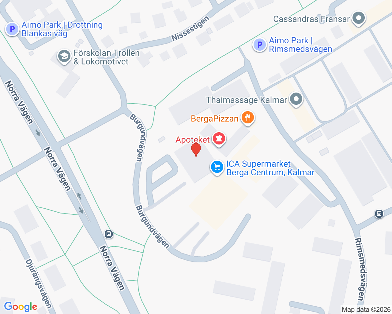 Karta till Berga hälsocentral