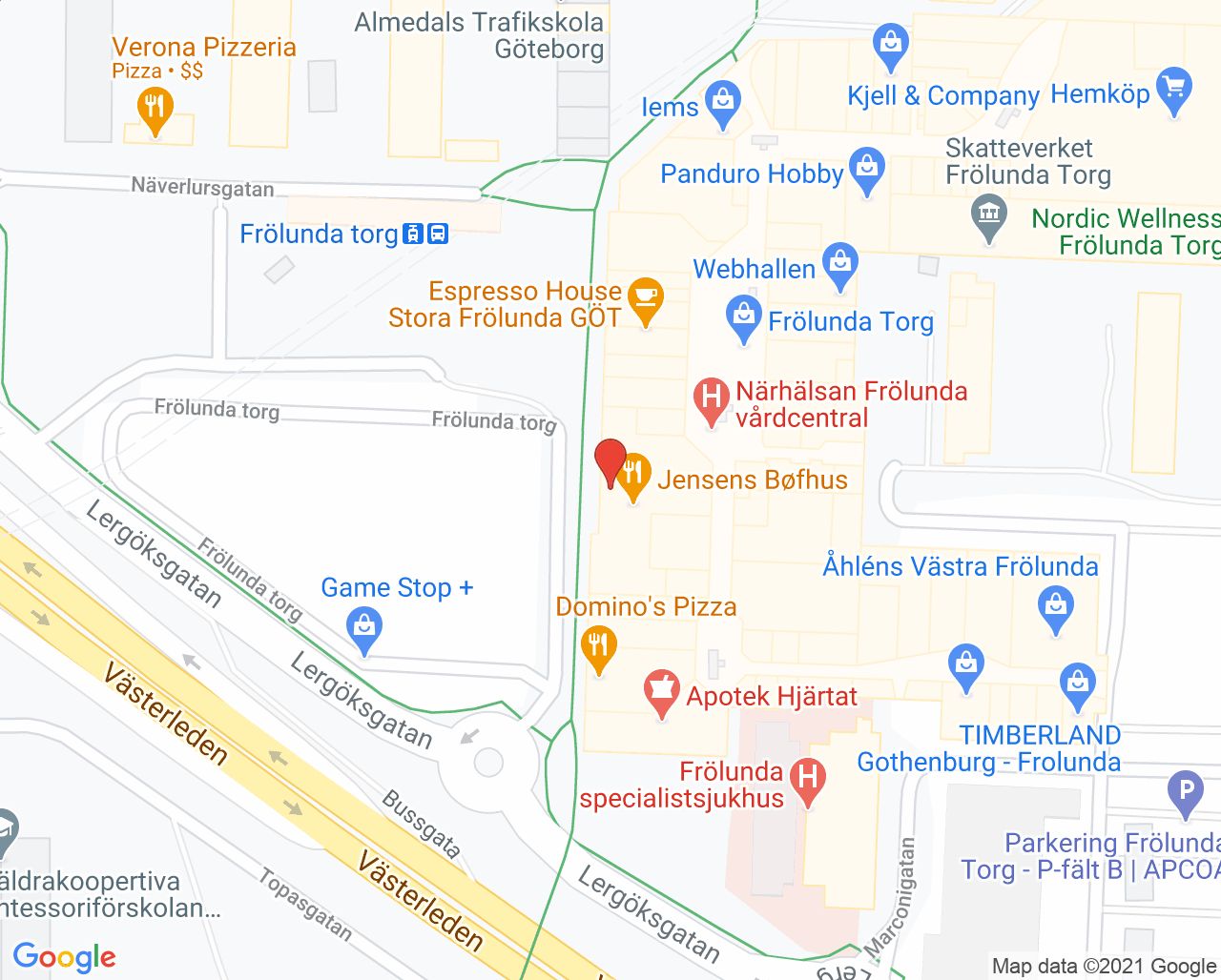 Karta till Synsam Näverlursgatan Frölunda Torg