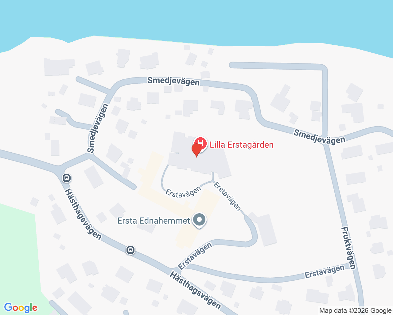 Karta till Lilla Erstagården, Ersta sjukhus