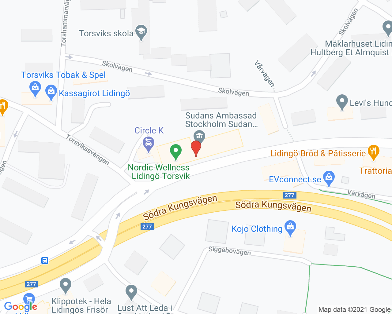 Karta till Aleris ASIH Lidingö