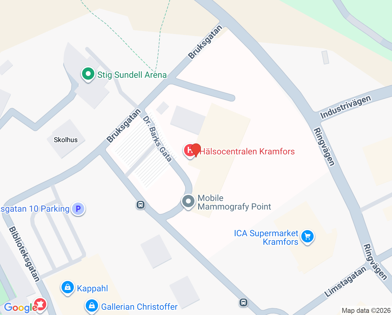 Karta till Familjecentralen Kramfors
