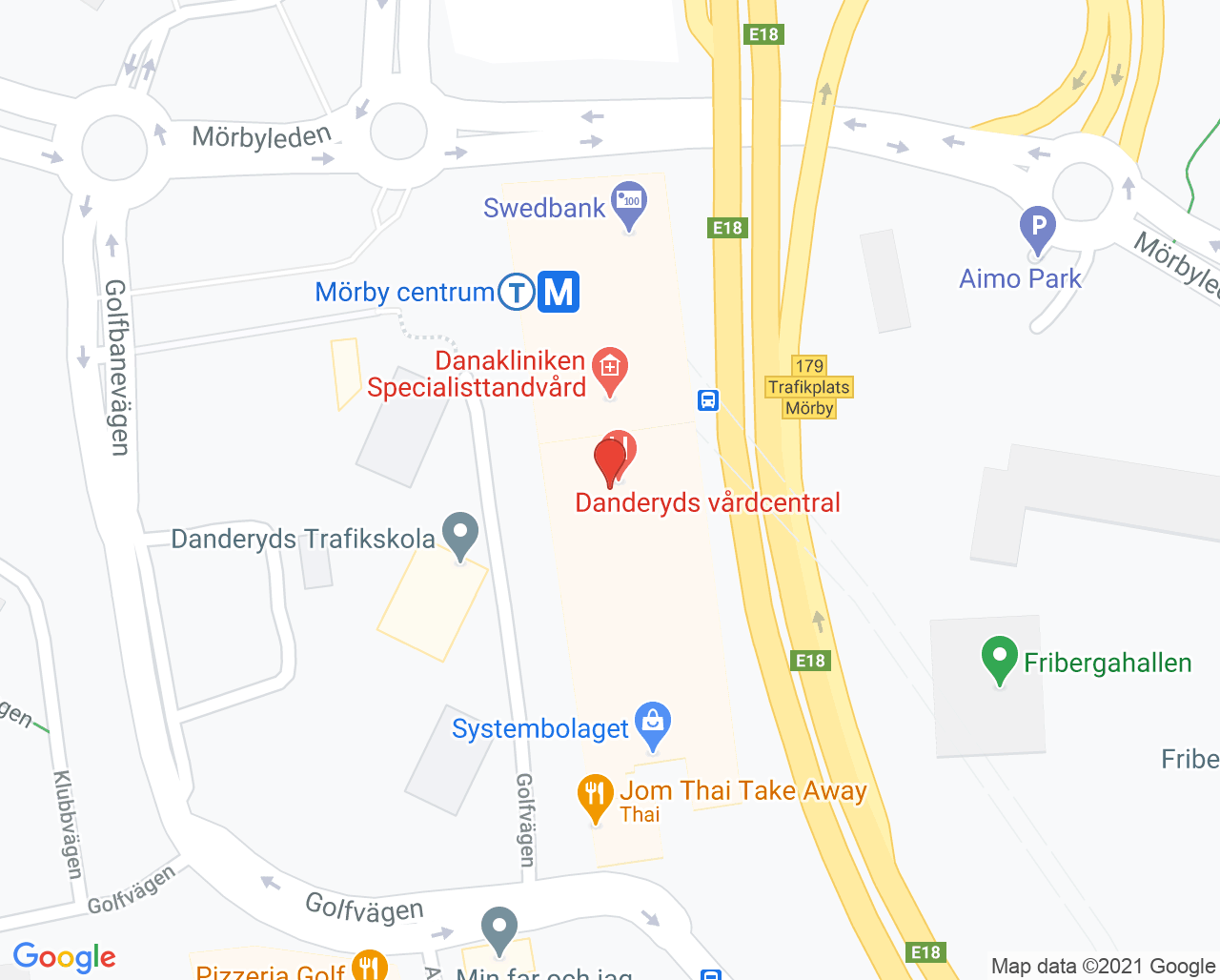 Karta till MåBra Hälsa Mörby