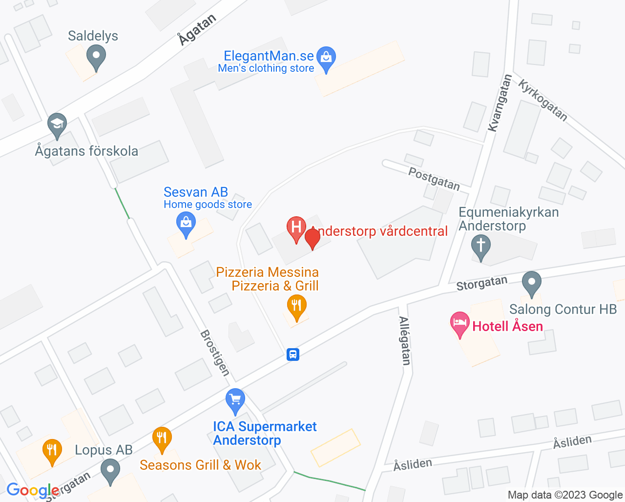 Karta till Bra Liv Anderstorp vårdcentralsfilial, Anderstorp