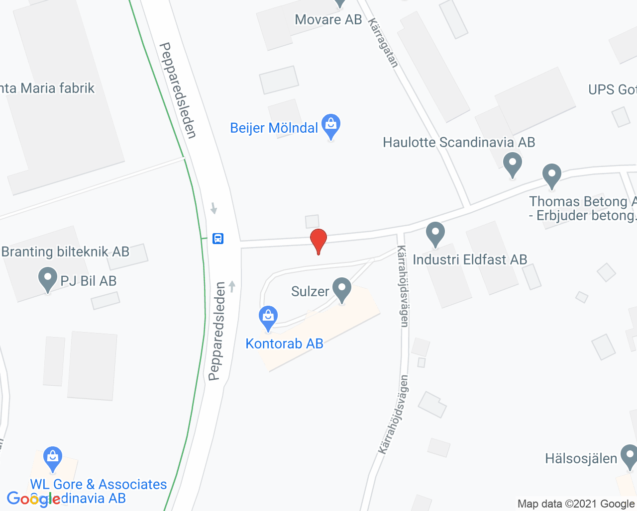 Karta till Tandläkare Inger Hultgren, Mölndal