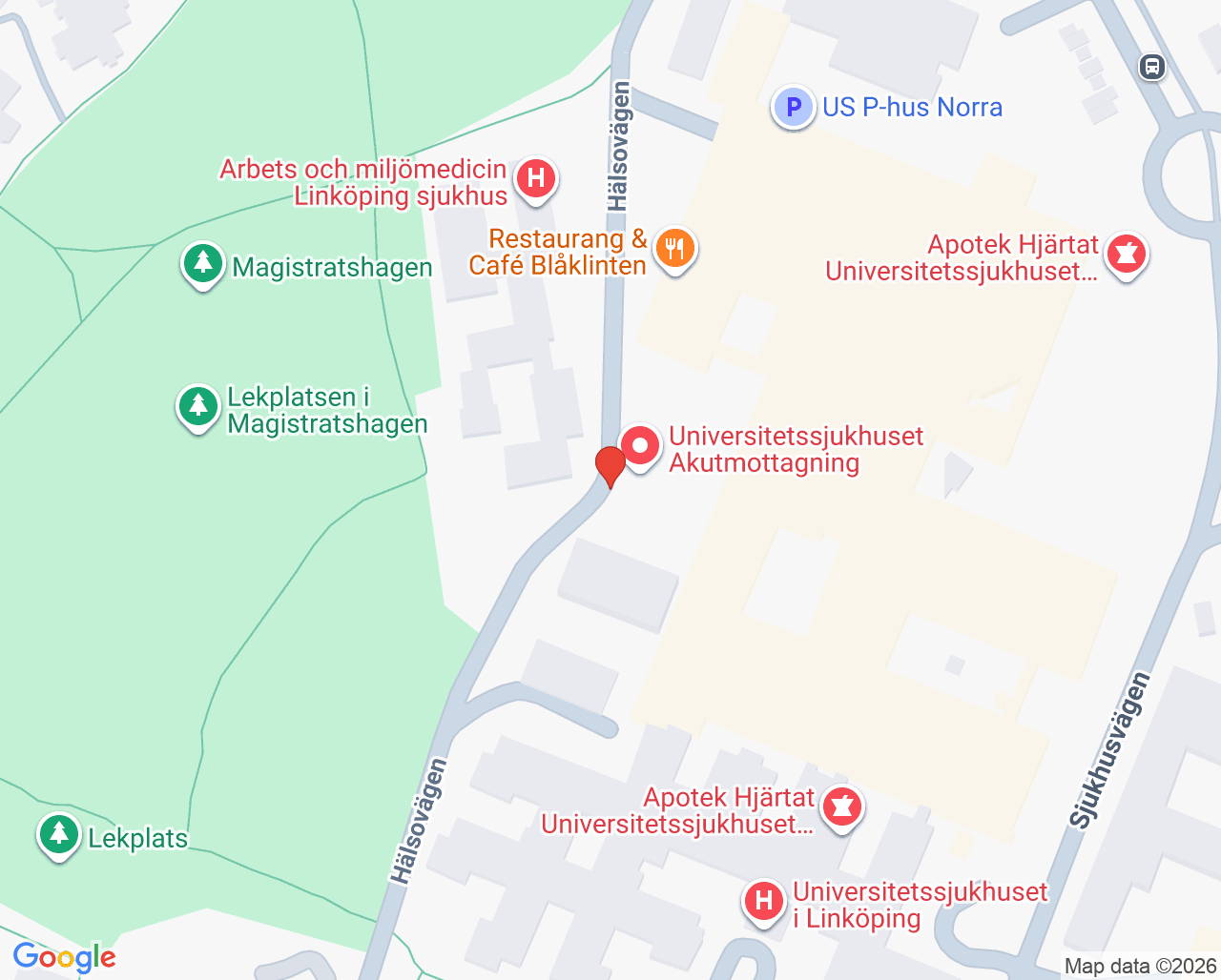 Karta till Akutmottagning US, Akutkliniken US