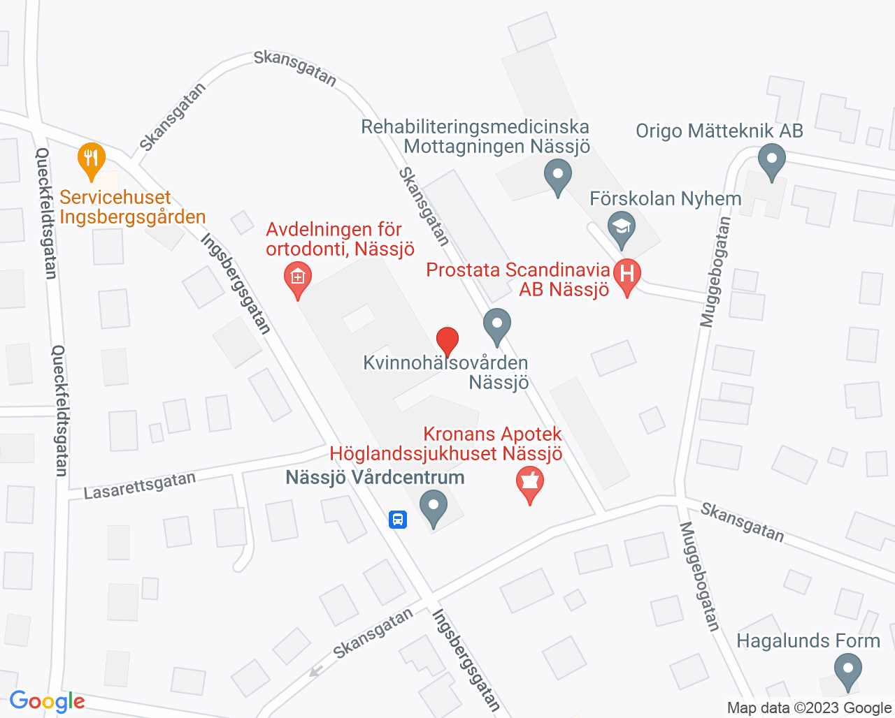 Karta till STI-mottagningen Nässjö vårdcentrum