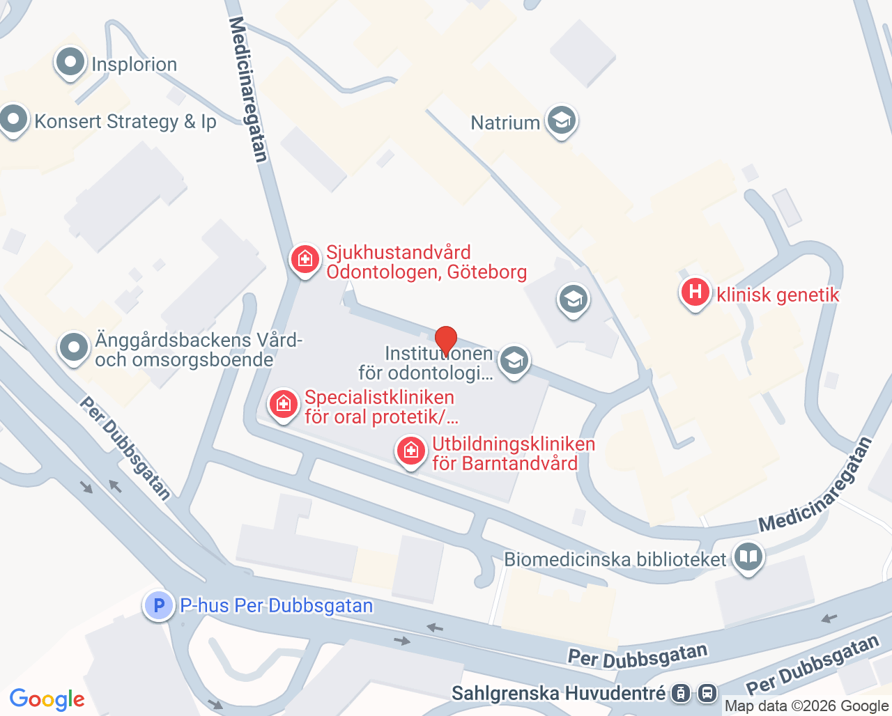 Karta till Specialistkliniken för odontologisk radiologi Göteborg, Göteborg