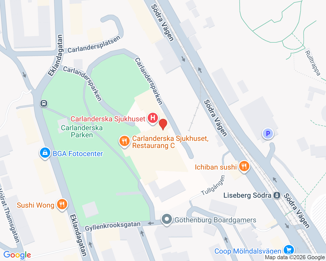 Karta till Carlakliniken Malin Bäcker