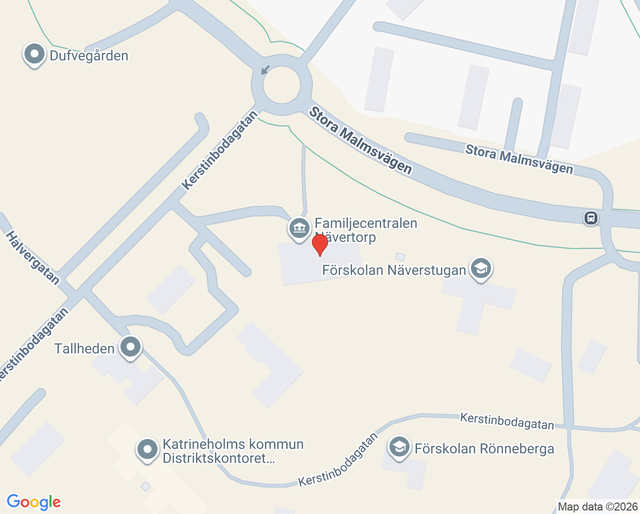 Karta till Barnmorskemottagningen Familjecentralen Nävertorp Katrineholm, Katrineholm
