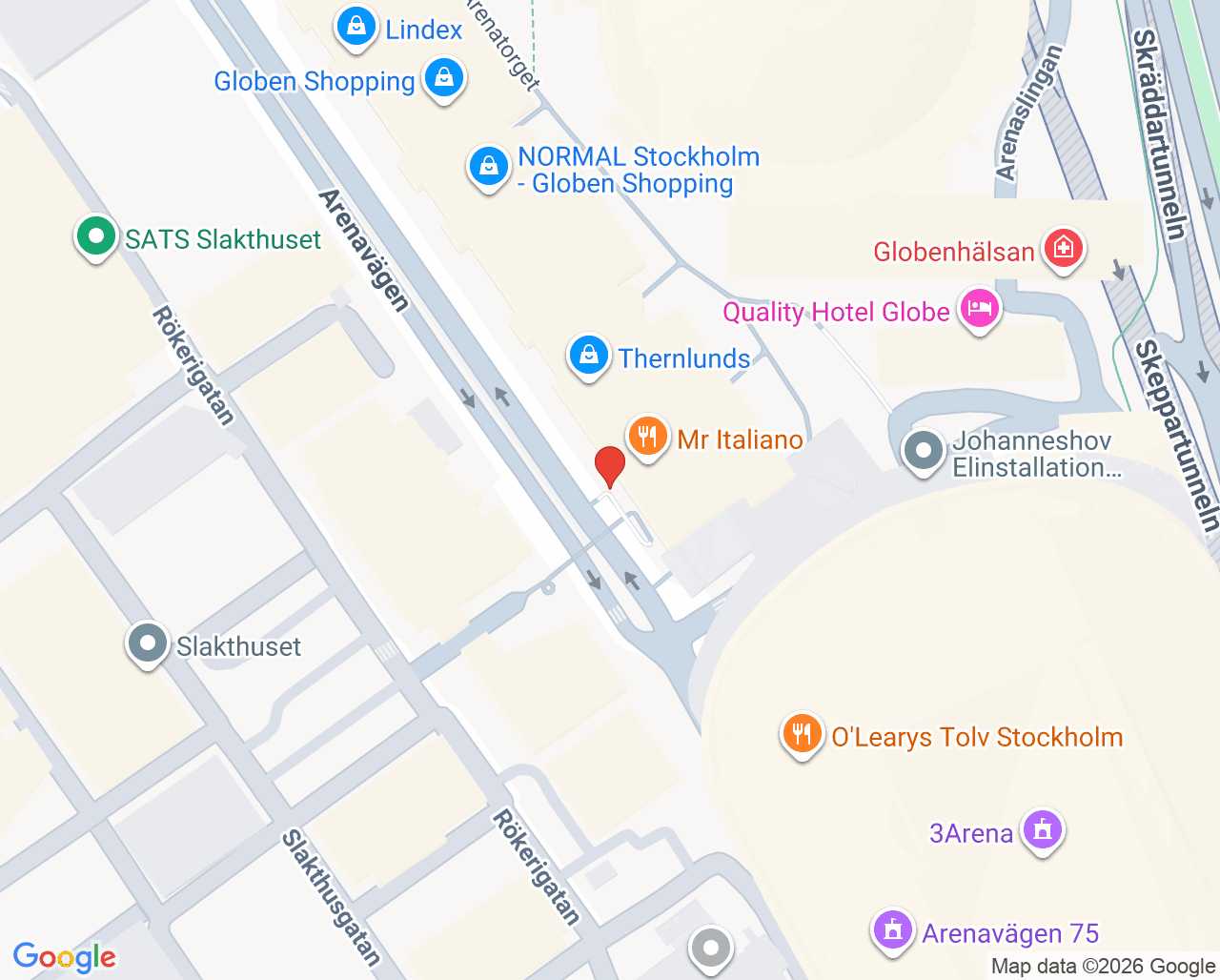 Karta till Apoteket Globen Doktor24 Vaccinationsmottagning