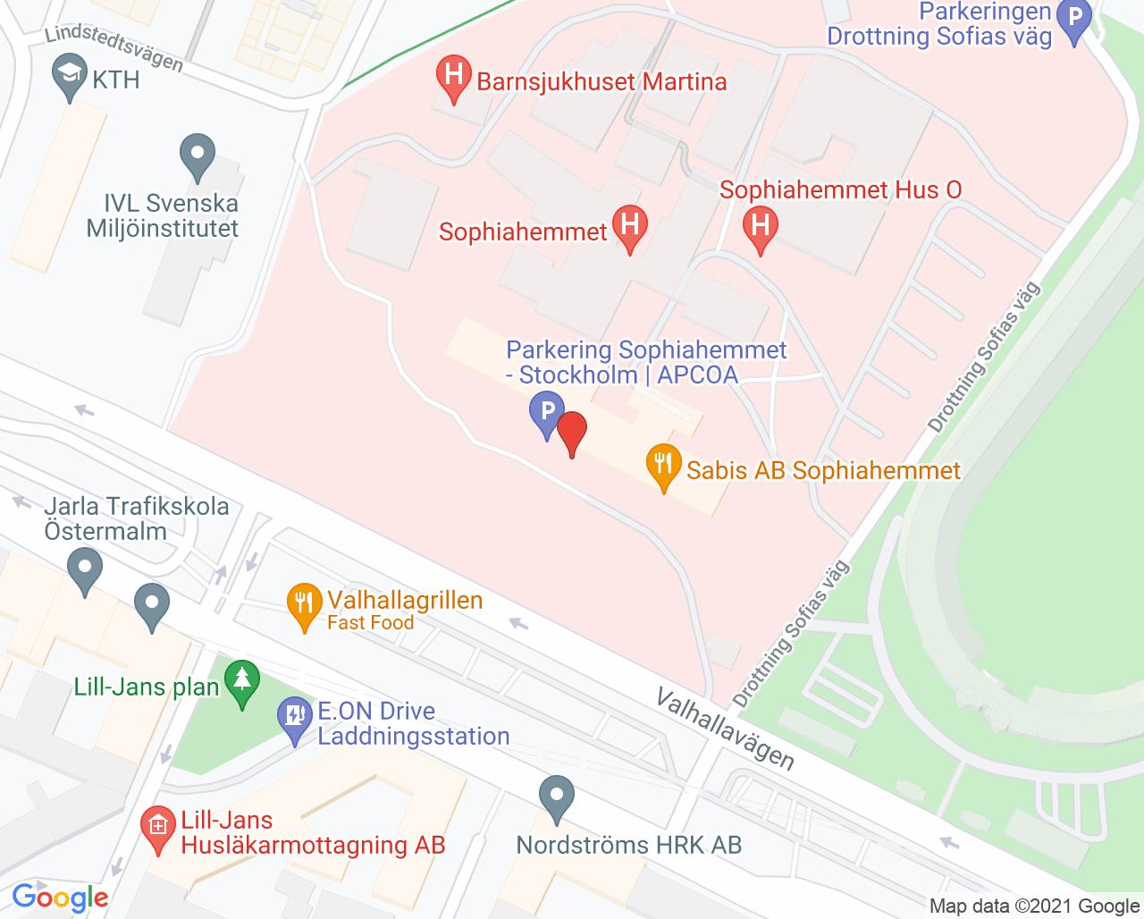 Karta till Capio Artro Clinic bas öv, Östermalm