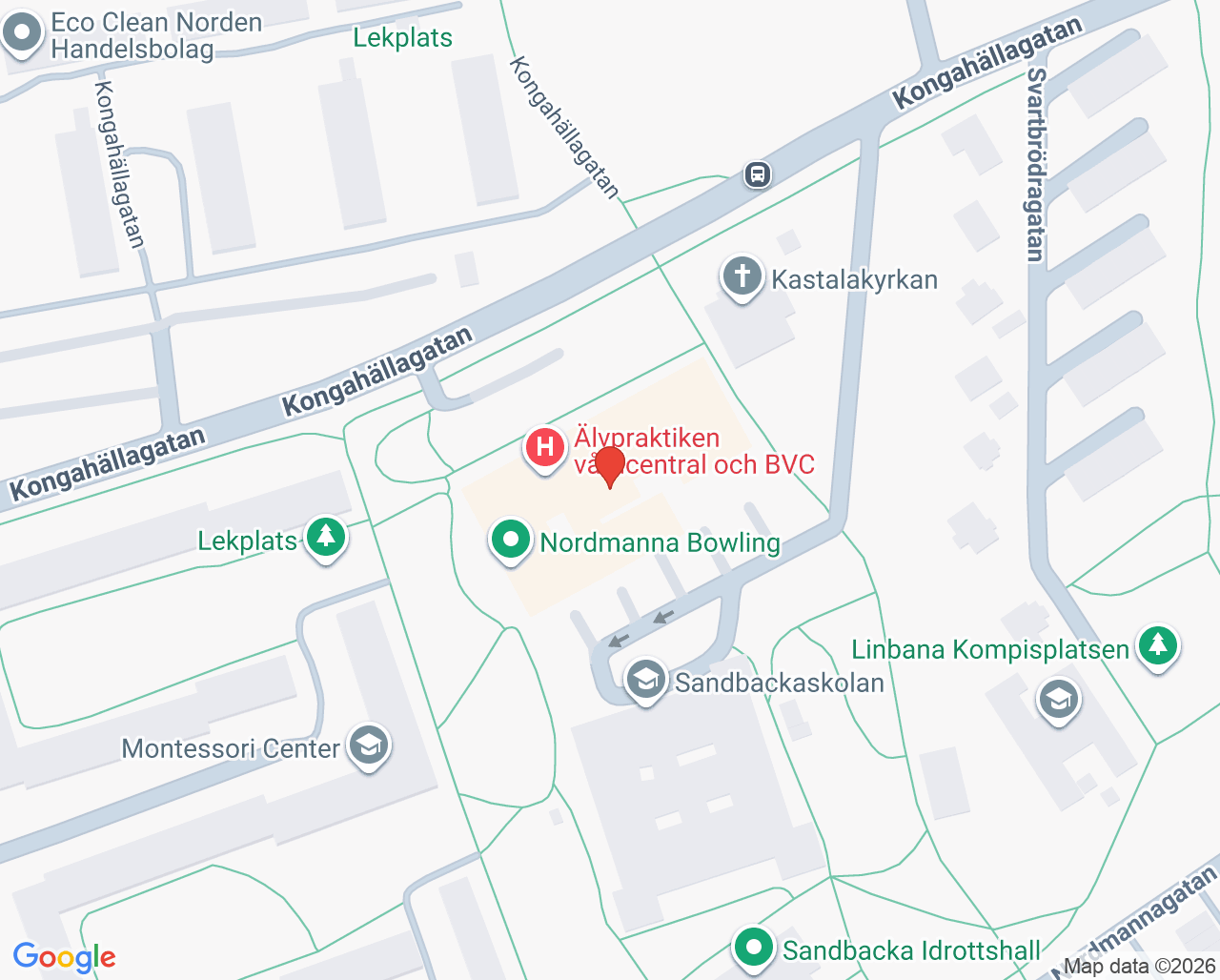 Karta till Älvpraktiken Rehab