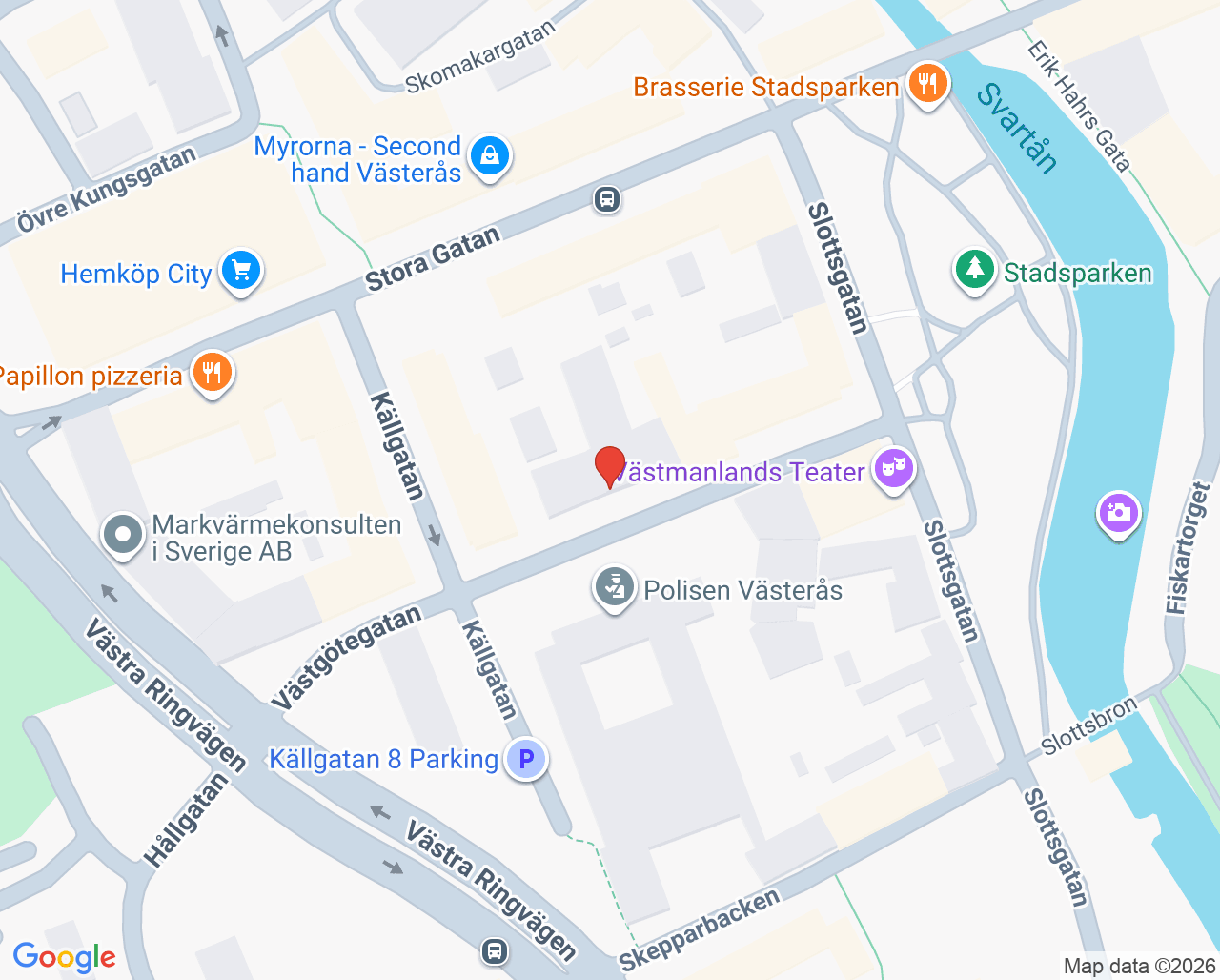 Karta till Barn- och ungdomshälsan Västerås