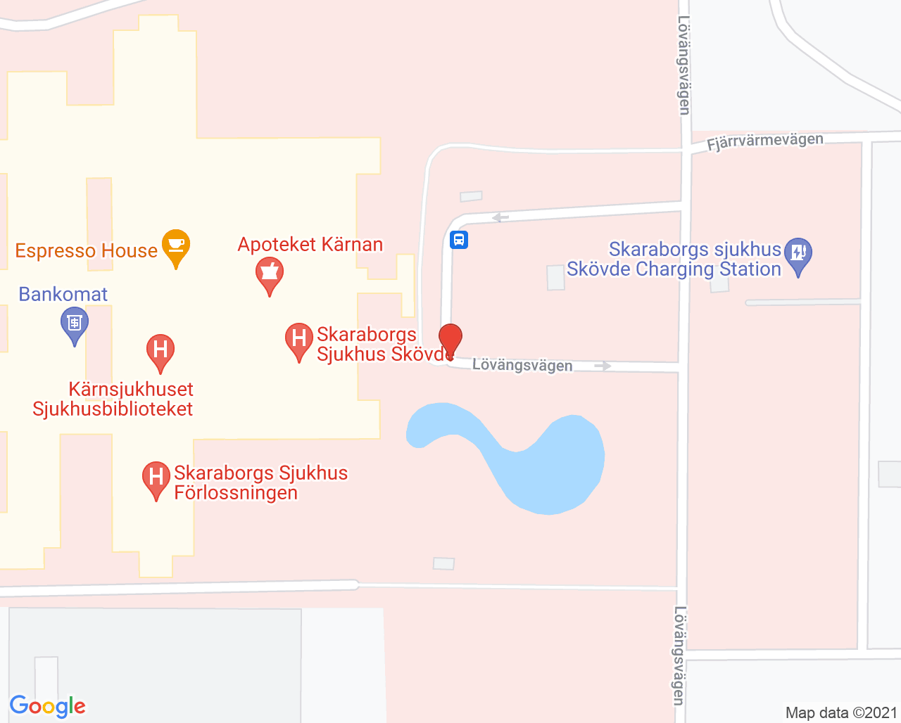 Karta till Allmänpsykiatri avdelning, Skövde
