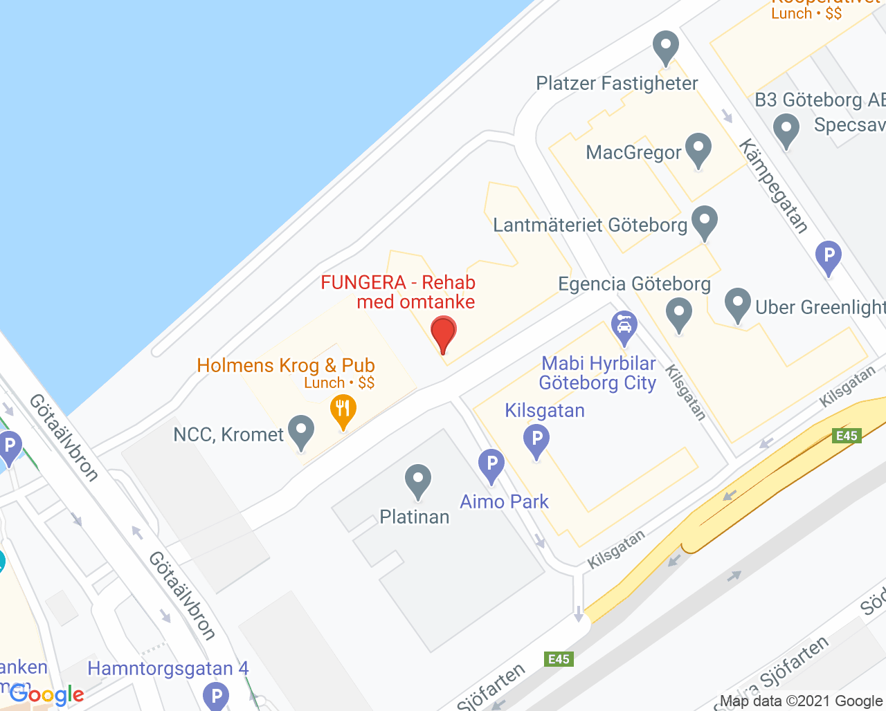 Karta till Barbro Källén Fysioterapi, Göteborg