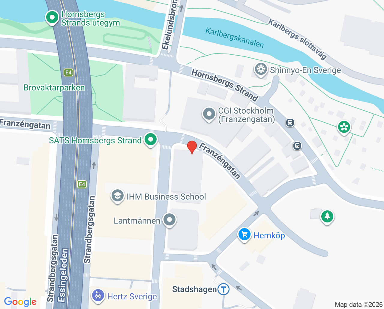 Karta till Fysiokliniken Kungsholmen - de Flon Fysio Spec fysioterapi, Kungsholmen