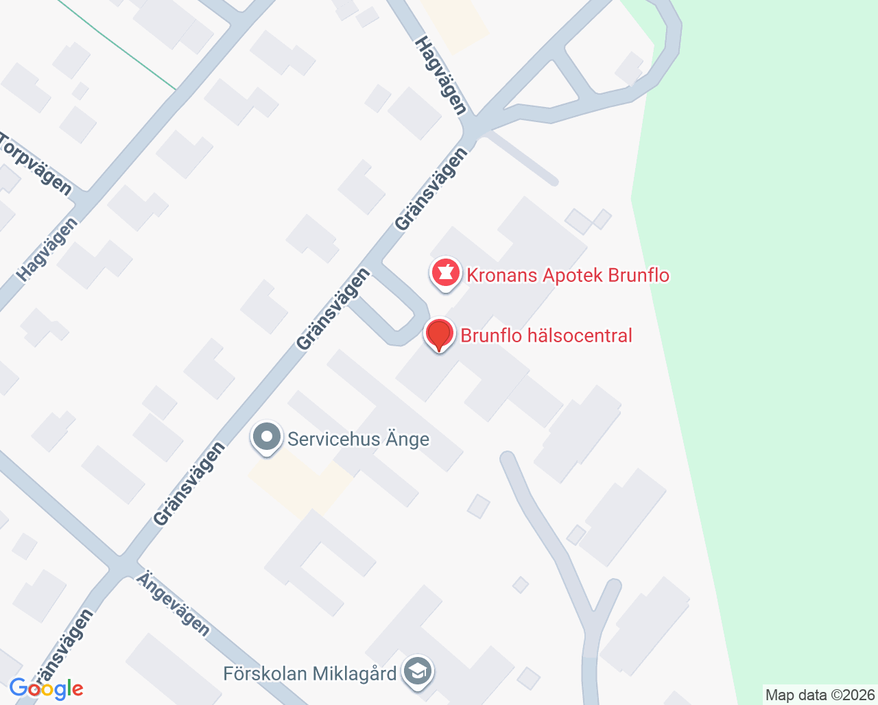 Karta till Brunflo hälsocentral
