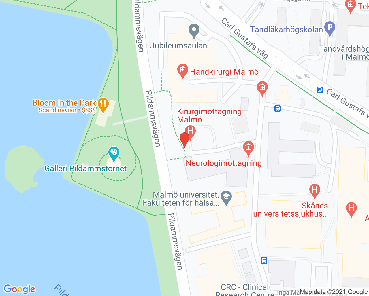 Karta till Medicinmottagning Malmö