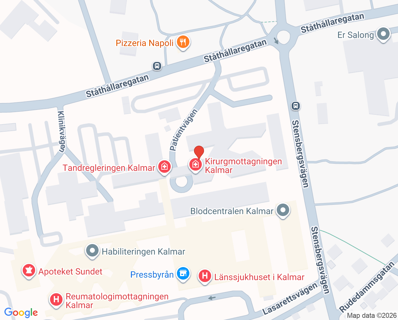 Karta till Kirurgavdelning 8 Kalmar