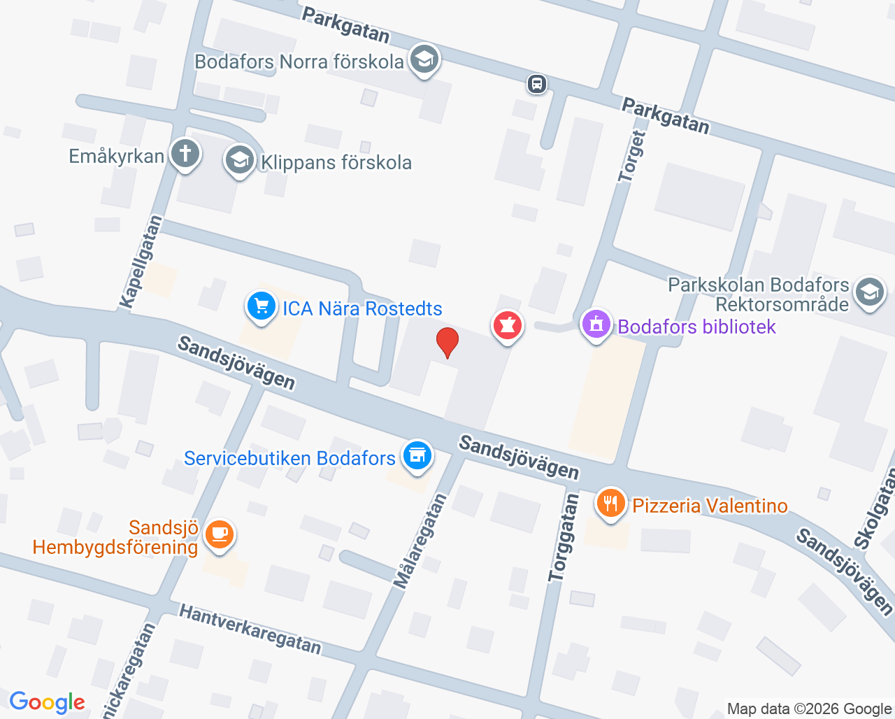 Karta till Bra Liv Bodafors vårdcentral