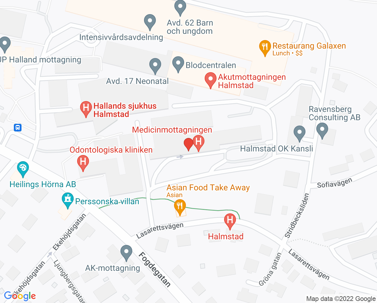 Karta till Provtagningen Hallands sjukhus Halmstad
