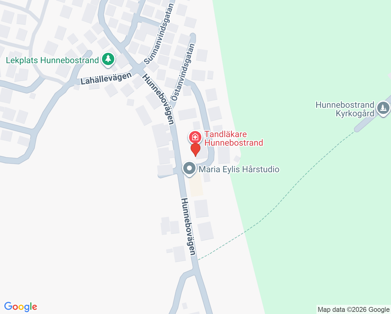 Karta till Familjetandvård i Bohuslän, Hunnebostrand