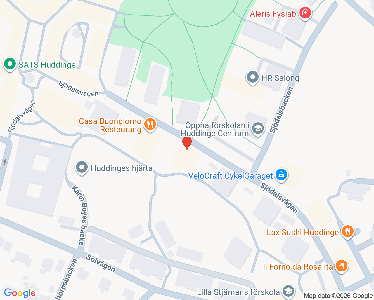 Karta till Maria Ungdom Mini-Maria Huddinge, Beroendecentrum Stockholm