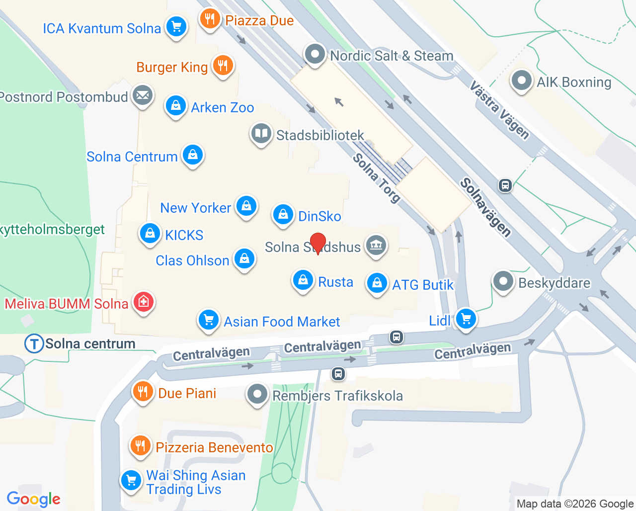 Karta till Folktandvården Solna