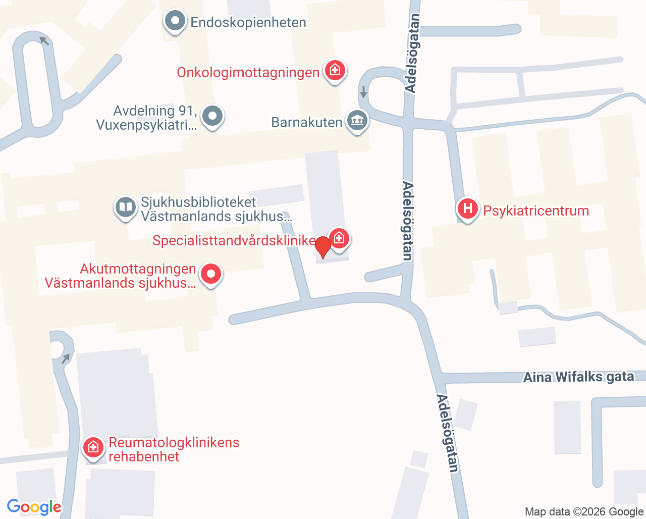 Karta till Förlossningsavdelning, Västerås