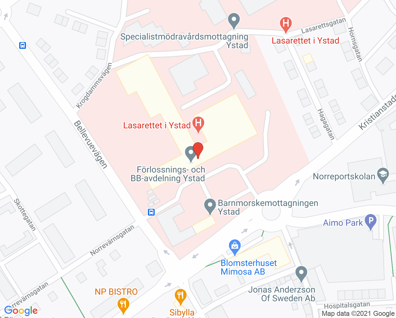 Karta till Anestesimottagning Ystad