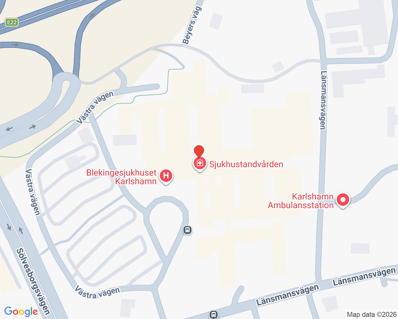 Karta till Anestesimottagning Karlshamn