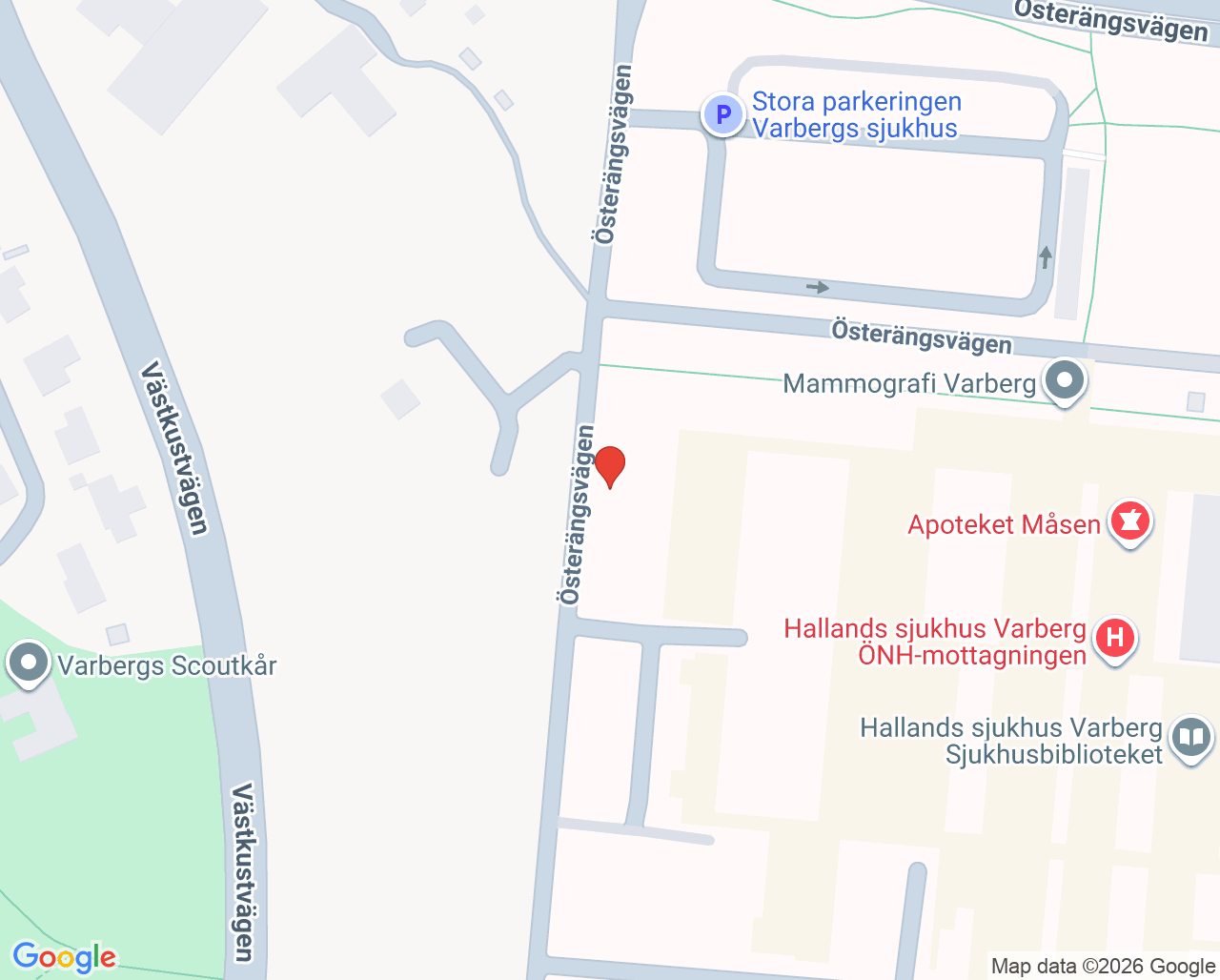 Karta till Operation och intensivvård Hallands sjukhus Kungsbacka - Varberg, Varberg