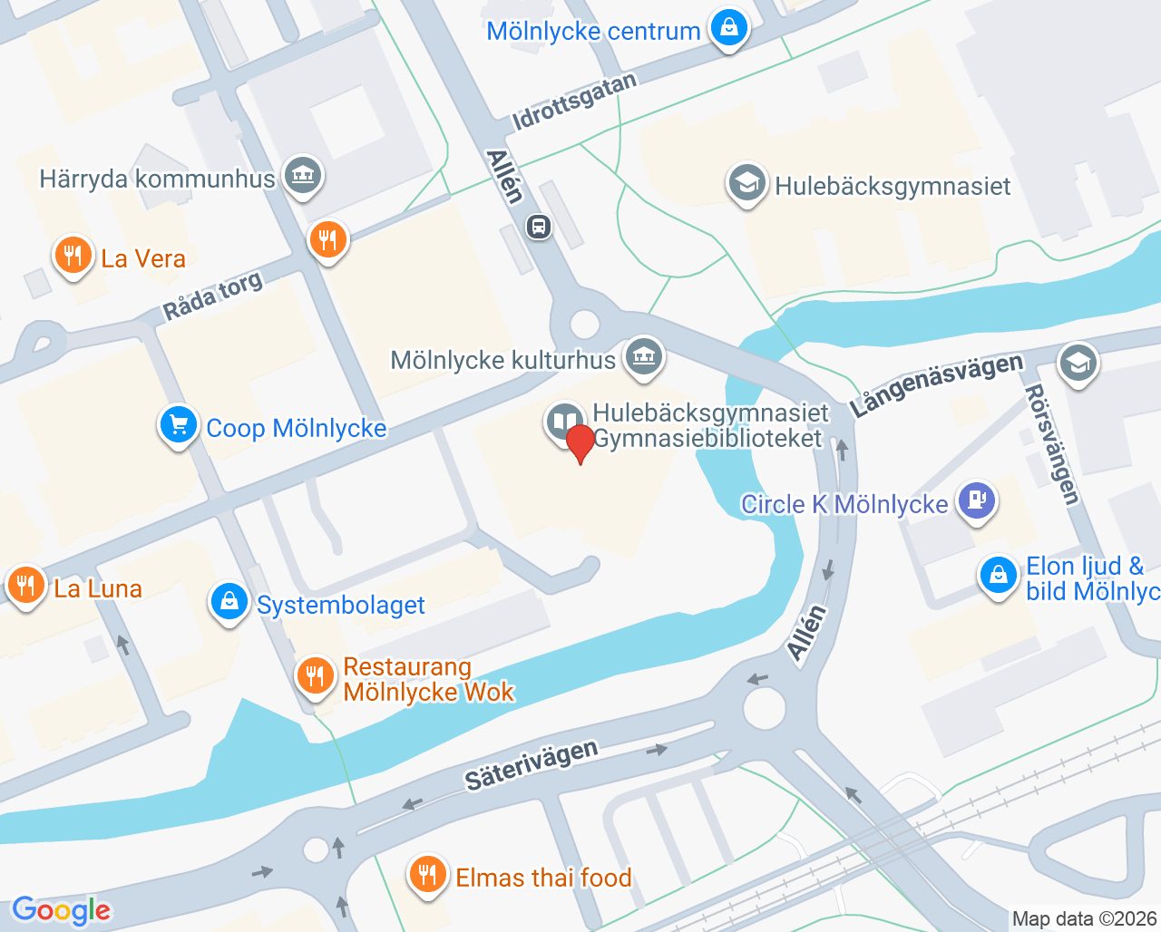 Karta till GeBlod hållplats Mölnlycke kulturhus, Mölnlycke