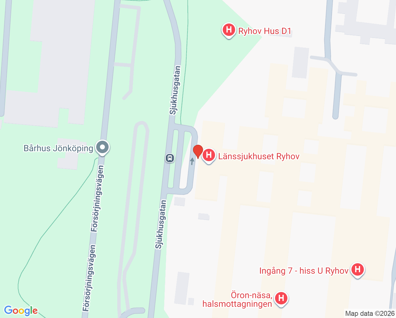 Karta till Medicinsk vårdenhet B Länssjukhuset Ryhov