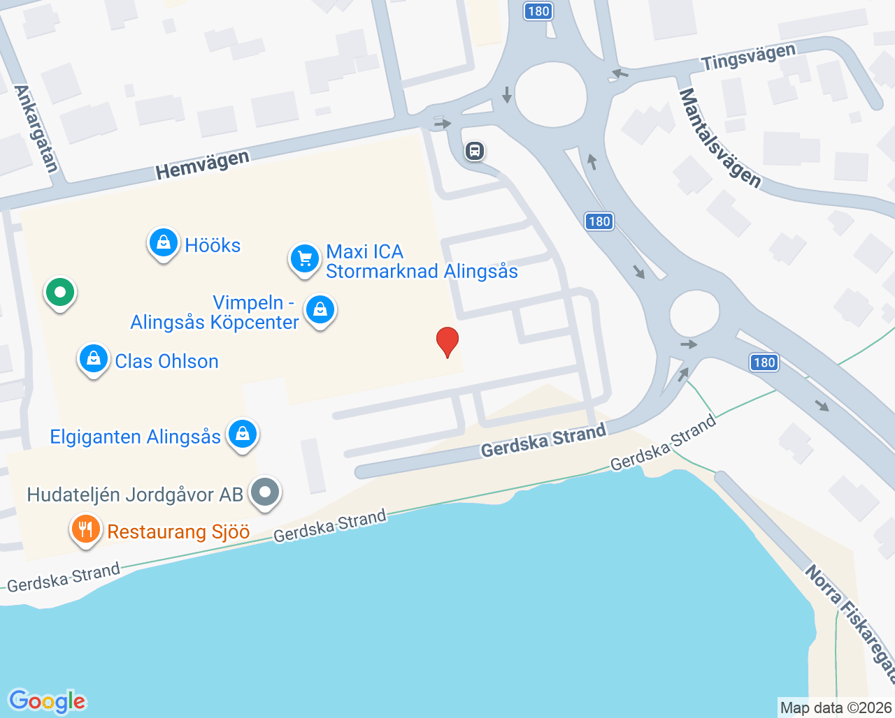 Karta till GeBlod hållplats Vimpeln Köpcenter, Alingsås