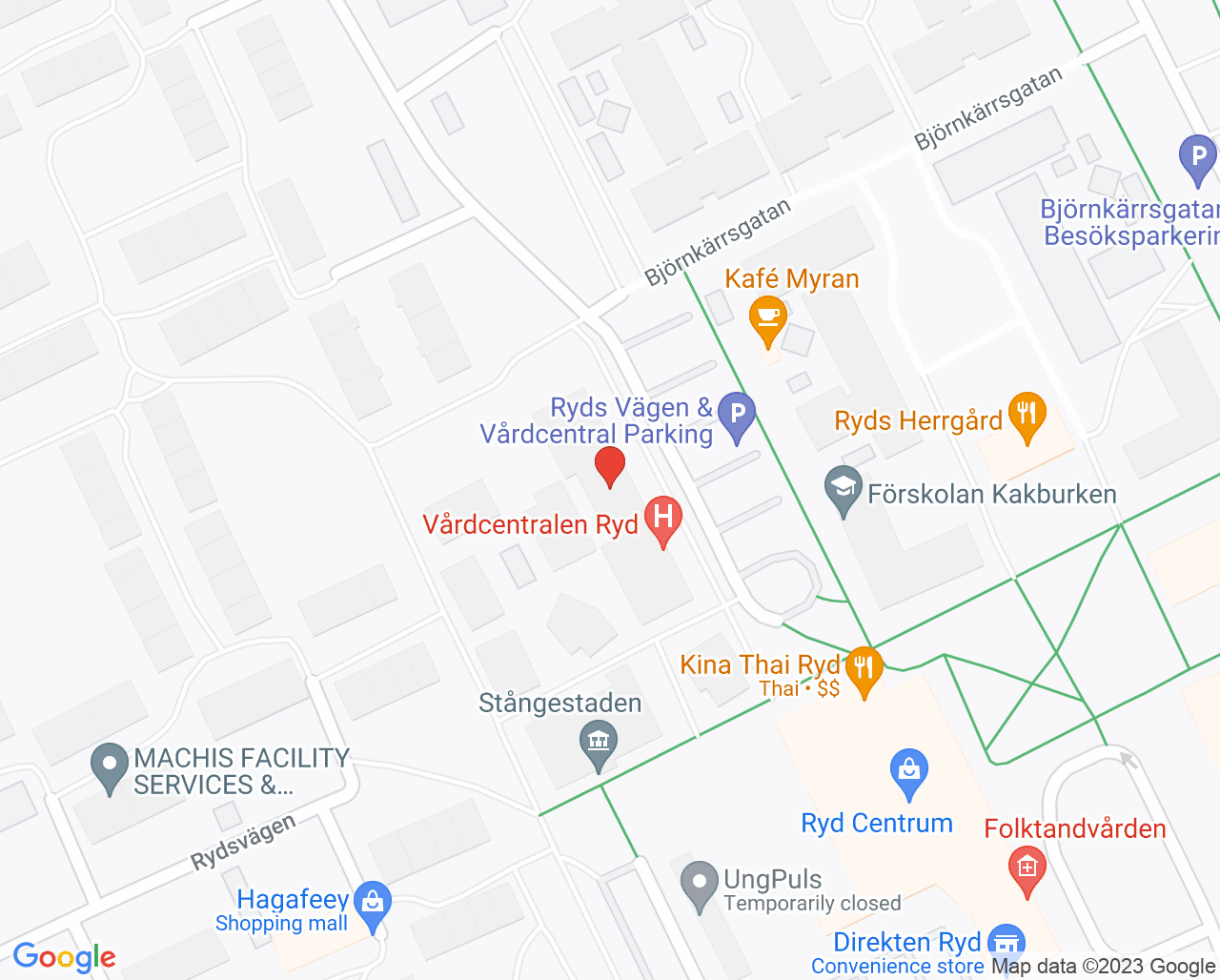 Karta till Vårdcentralen Ryd, Linköping