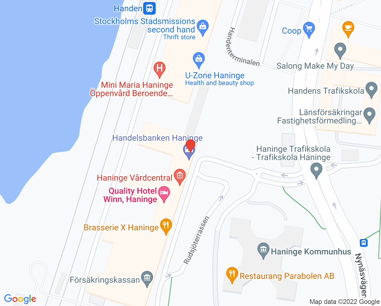 Karta till Haninge beroendemottagning, Beroendecentrum Stockholm