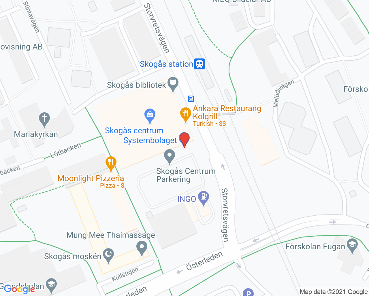Karta till Tandea Skogås, Huddinge