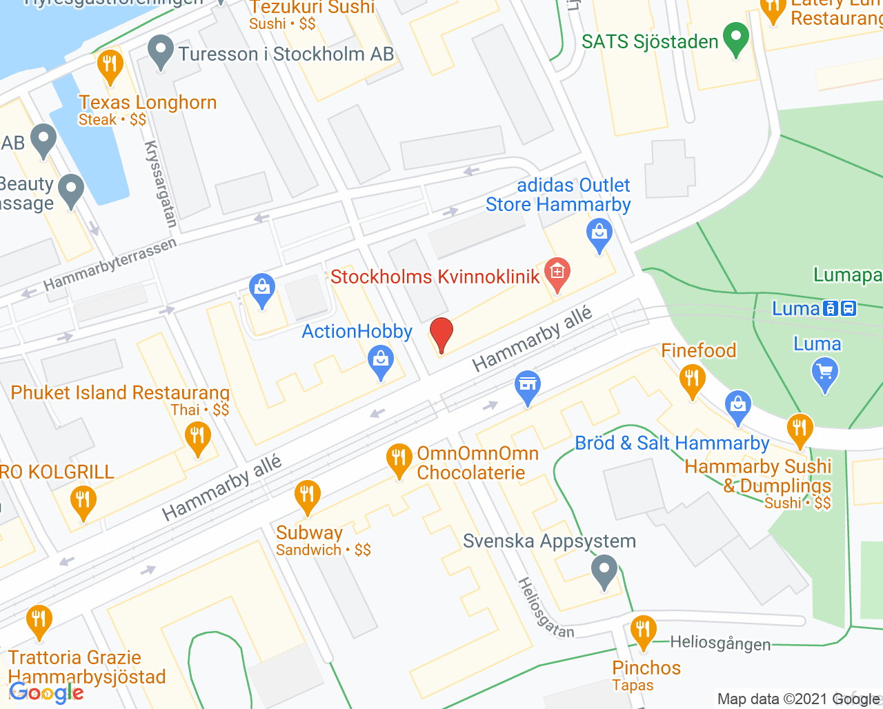 Karta till Logopedbyrån Dynamica Hammarby Sjöstad