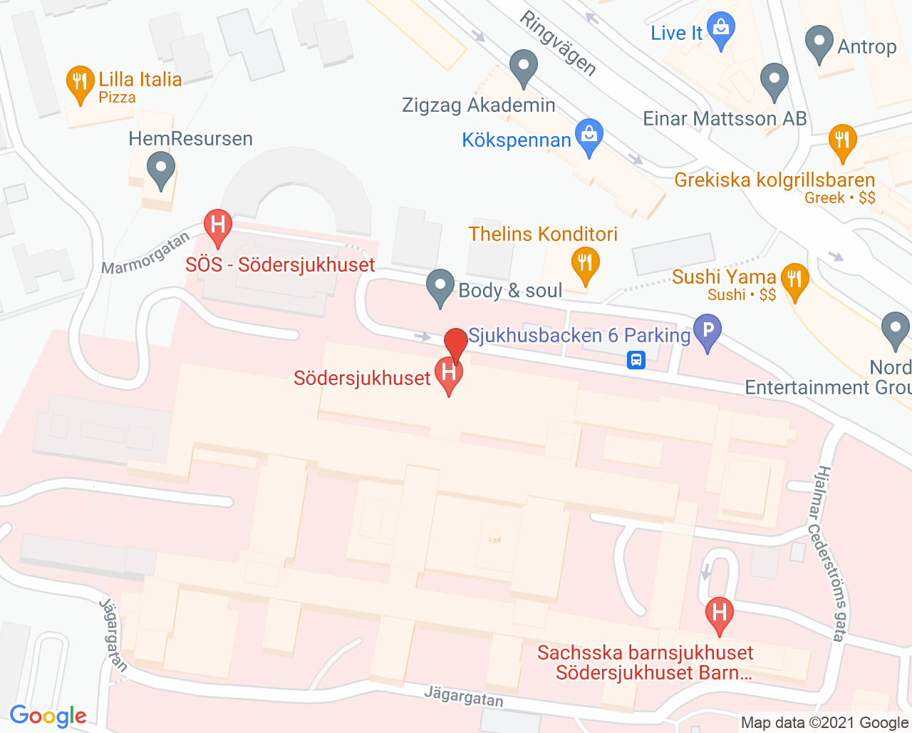 Karta till Neonatal Hemsjukvård, Sachsska barn- och ungdomssjukhuset