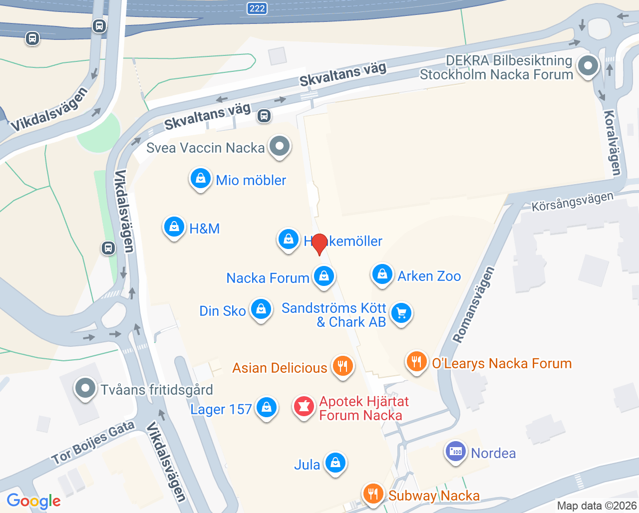 Karta till Logopedmottagningen Nacka