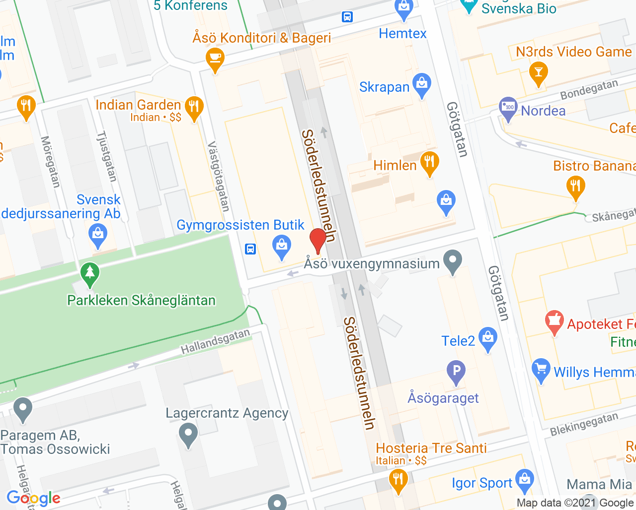 Karta till AudioNova Södermalm
