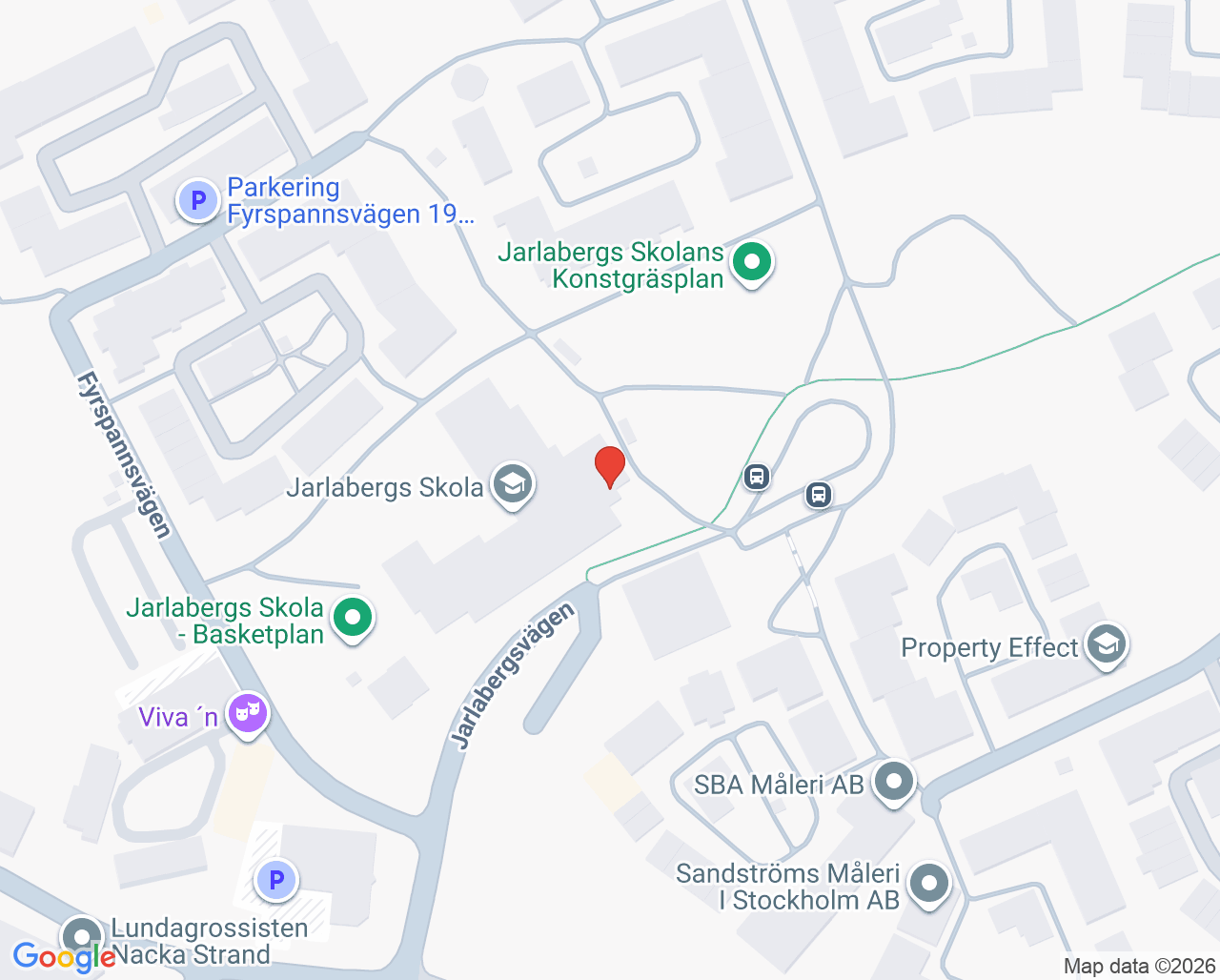 Karta till Språkförskolan Delfinen, Nacka