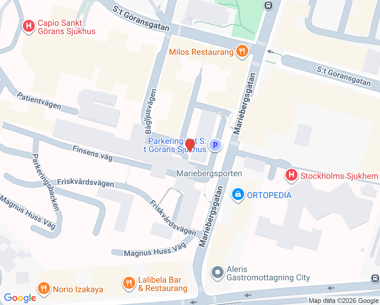 Karta till Psykoterapiteamet, Beroendecentrum Stockholm