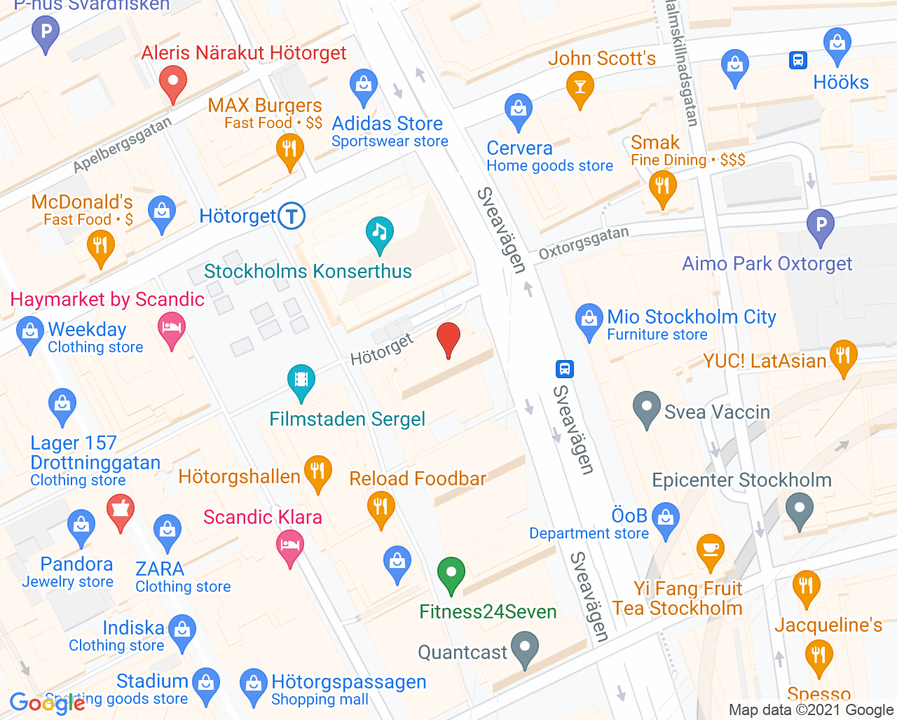 Karta till Diagnostiskt Centrum Hud Hötorget