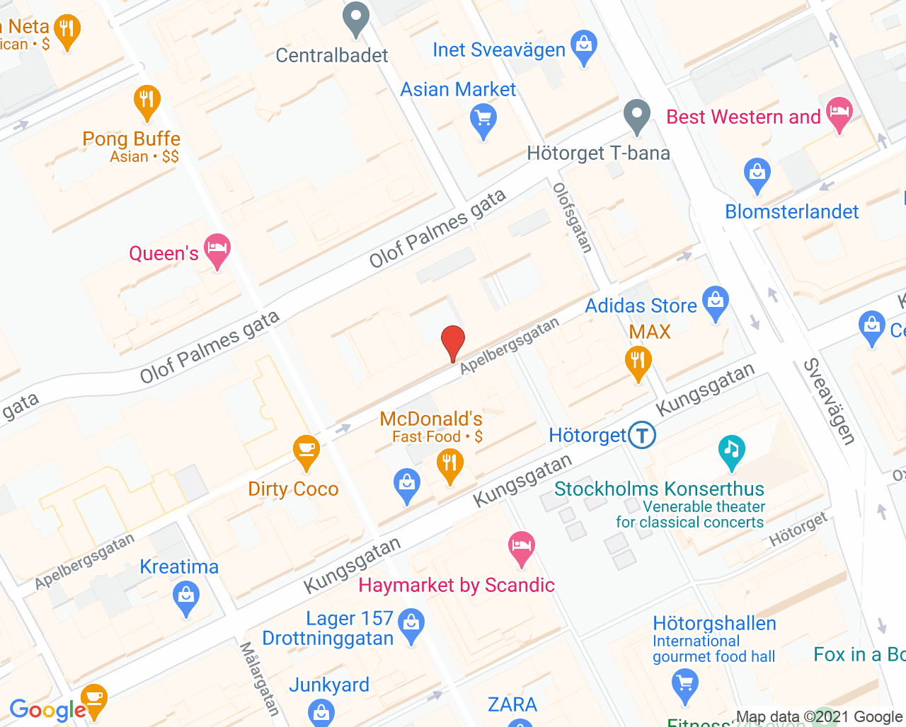 Karta till Unilabs Hötorget Röntgen