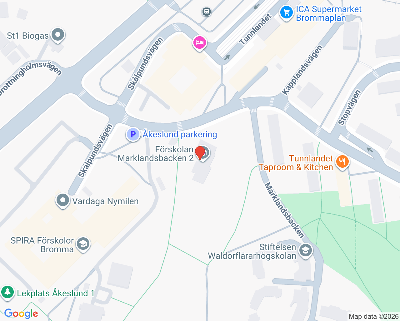 Karta till Språkförskola Bromma, Danderyds sjukhus